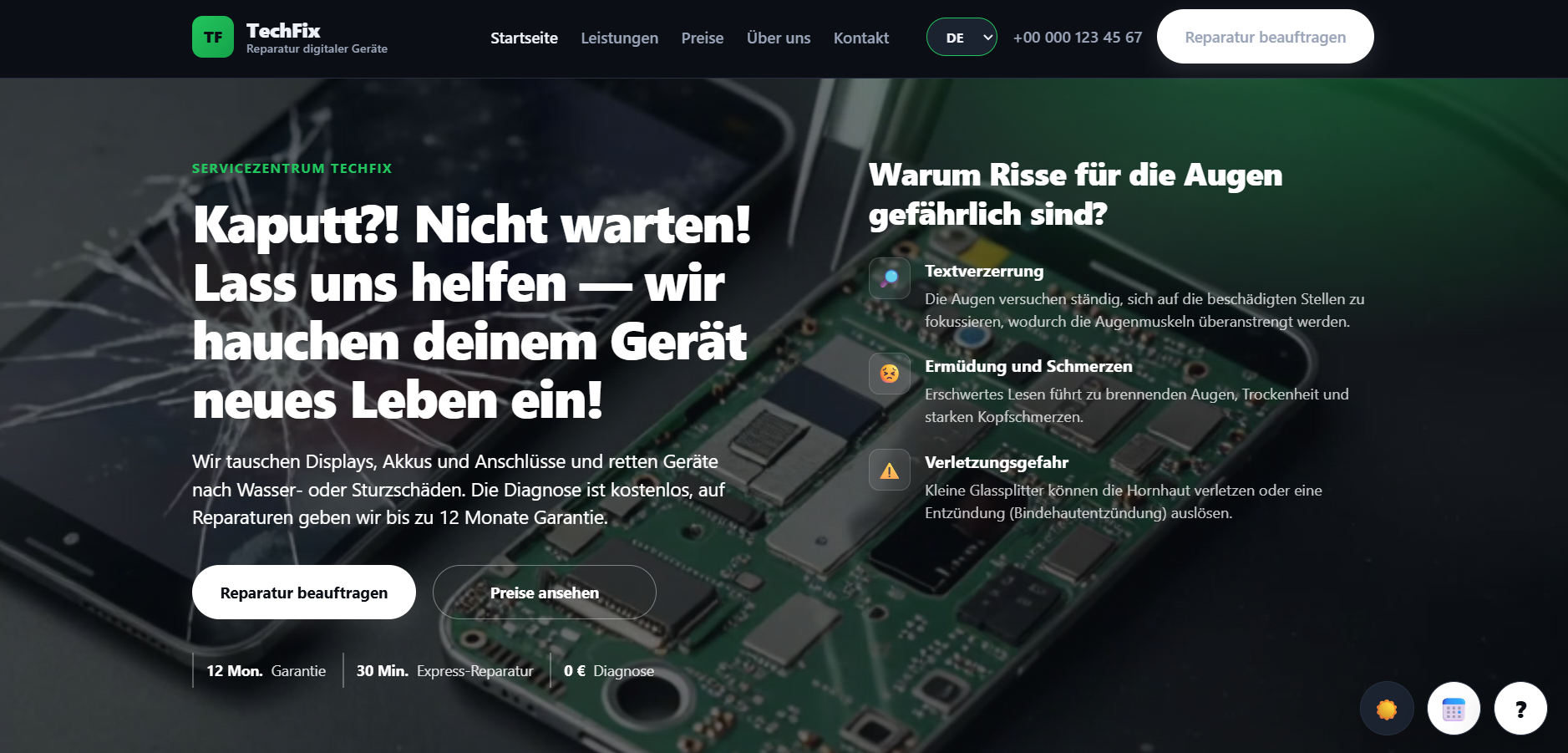 WEB SITE Schablone Reparatur Smartphone/Tablet/PC